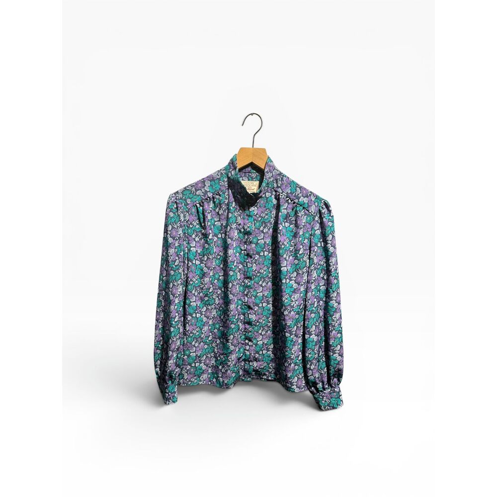 Vintage Pendleton Floral Blouse 12P Cottagecore Puff Sleeve Prairie Women’s Top